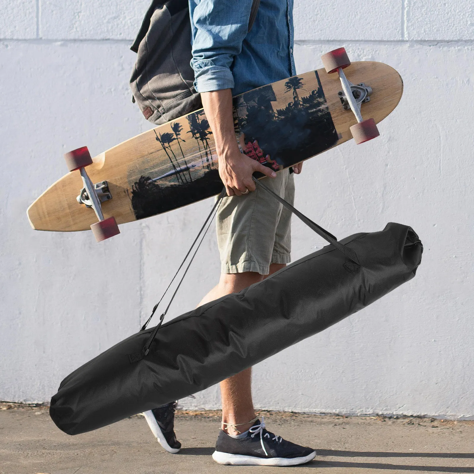 

Skateboard Sling Bag Waterproof Oxford Fabric Large Storage Outdoor Carrying Holder Skateboard Shoulder Bag Skate Backpack