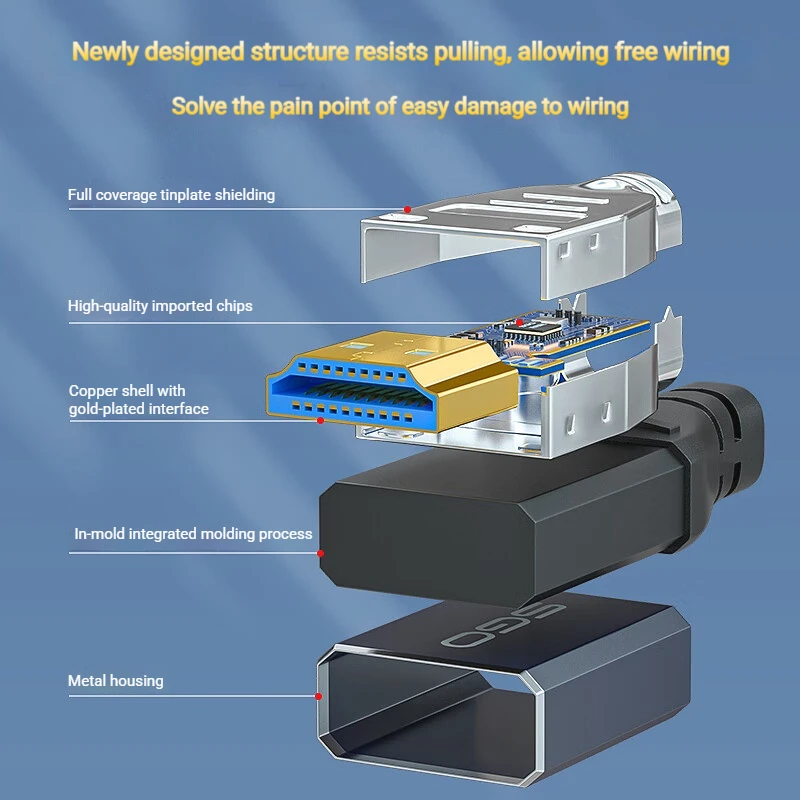 8K Fiber HDMI Cable Nylon Braided Fiber Optic HDMI 2.1 Cable Support 48Gbps, 8K 60Hz, 4K 120Hz, Dynamic HDR, EARC, HDCP2.2/2.3