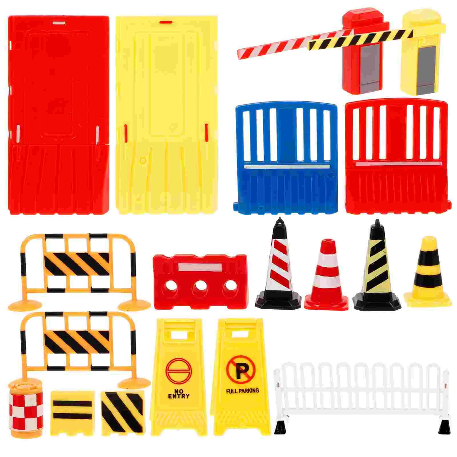 32 Pcs Simulated Traffic Barricades Miniature Road Block Toy Pretend Street Sign Blocks Plastic Child