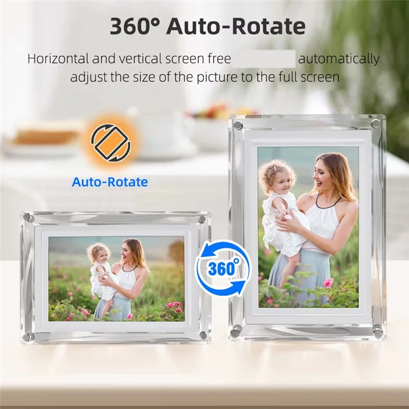 DIGIT-IPS Digital Picture Photo Frame With Music-Sync LED Ambient Light Auto-Rotation 4GB Video/Photo Playback US Plug