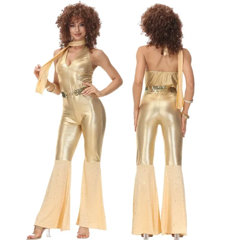 Vintage 70er Jahre Rock Disco Sänger Kleidung für Frauen Hippie Cosplay 80er Jahre Tänzer Kleid Bühnenshow Tanz Outfit Halloween Party Kostüm