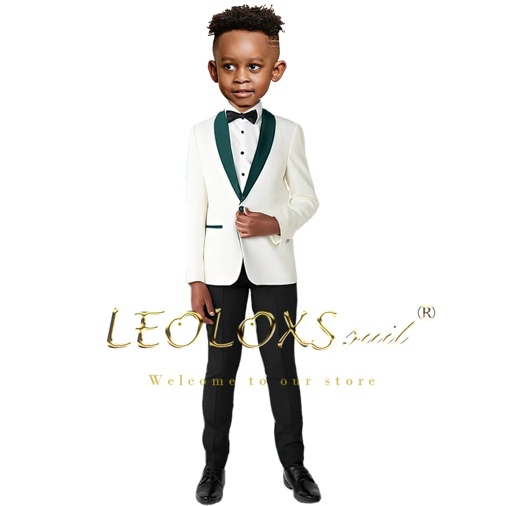 Boys 2 Piece Black Green Jacket Suit Set: Jacket and Black Pants for Weddings, Parties and Special Events - Customized Suit Sets