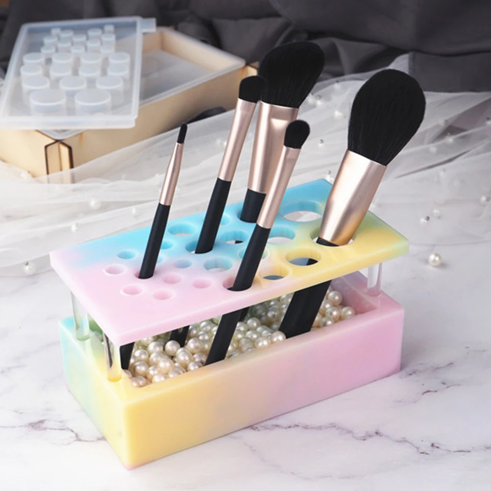 

Box Mold Makeup Brush Insert DIY Silicone Reusable Eco Friendly Craft Accessories Wooden Acrylic Storage Container