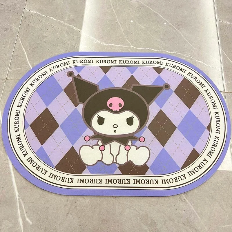 Sanrio Cute Cartoon Kuromi Hello Kitty Cinnamoroll Diatom Pad Absorbent Soft Pad Bathroom Quick Dry Pad Kitchen Door Mat