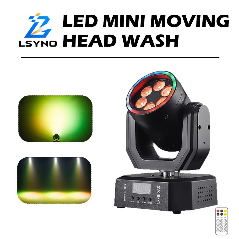 30W Mini Moving Head Wash Light Remote Control DJ Mobile DMX512 Rotating Disco Party Lights RGBW Stage For Home Club Event Dance