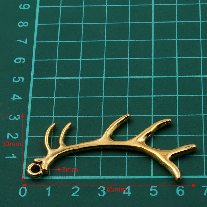 3PCS 30*65mm Metal Alloy 3 Color Antlers Deer Head Charms Animal Pendant For Jewelry Making DIY Handmade Craft