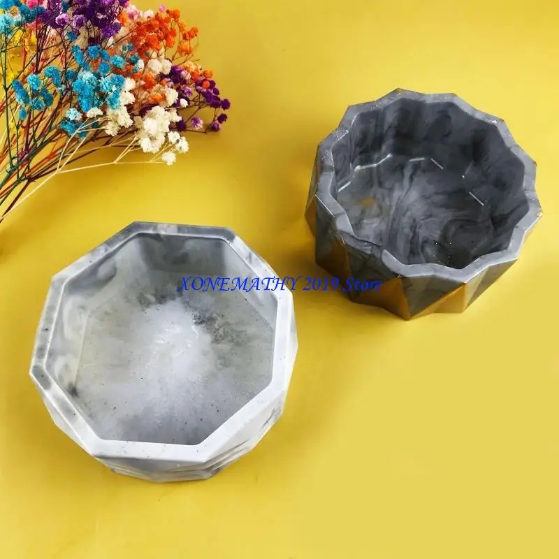 

F42F Silicone Flower Pot Mold for Triangle Round Concrete Cement Plaster Model