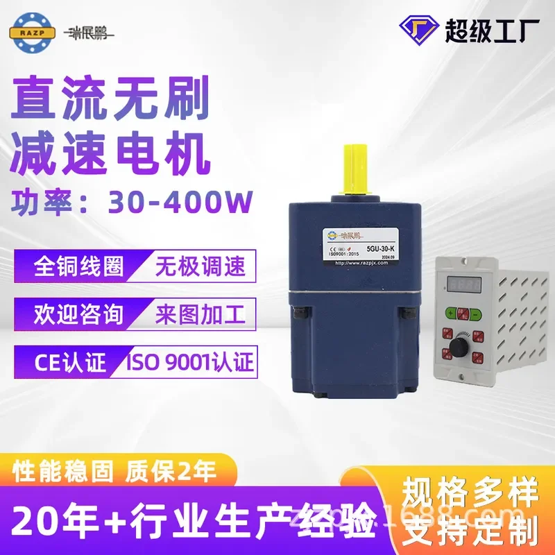 Miniature Permanent Magnet DC Brushless Hall Sensor Gear Motor 220V Adjustable Speed 30W to 400W High Torque Low Noise