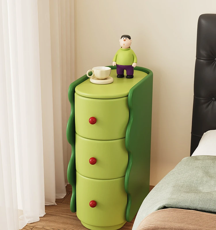 Personality cute color dopamine Internet celebrity solid wood bedroom bedside cabinet