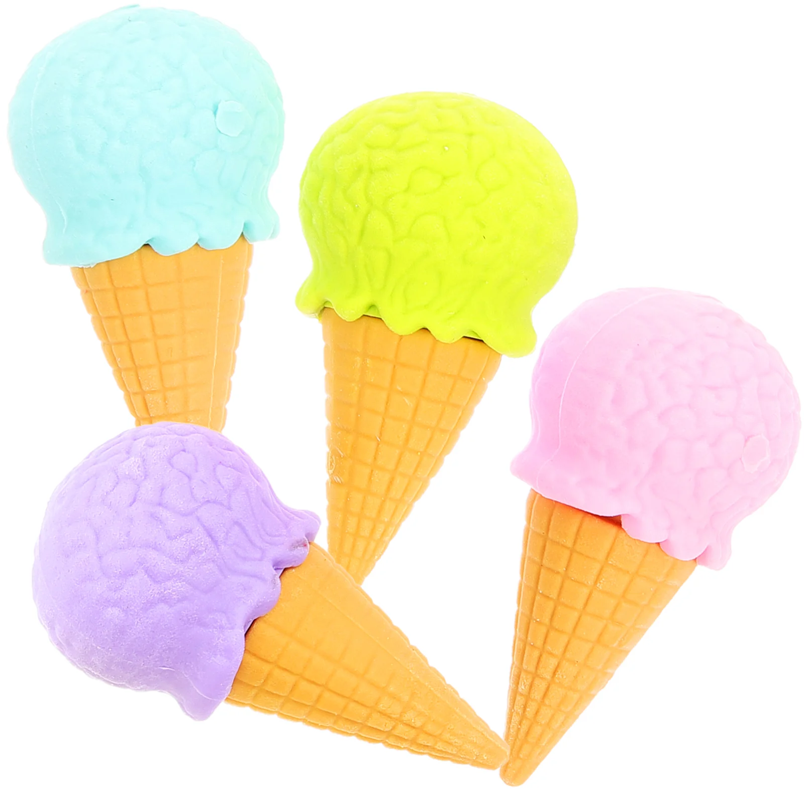 4 Pcs Ice Cream Erasers for Office Bulk Shaped Drawing Decorative Pencil Rubber Mini Portable Classroom Child