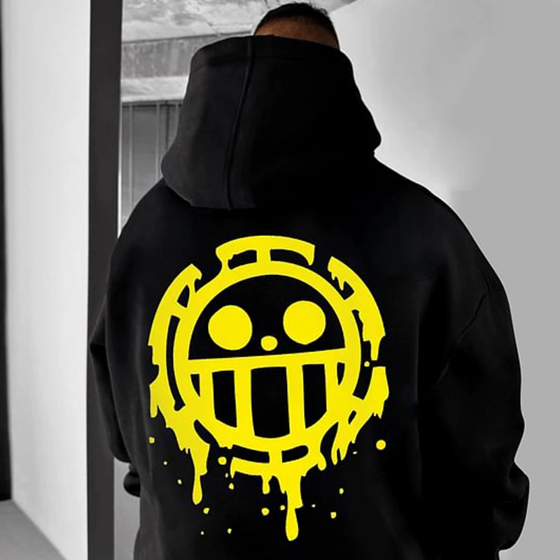 

ONE PIECE Trafalgaro Print Hooded Sweater Men's and Women's Fashion New Hot Thickened Autumn and Winter Loose Plus Size Jacket