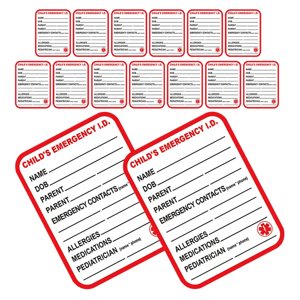 

15Pcs Emergency Car Seat Id Stickers Bright Red Waterproof Self Adhesive Safety Information Labels for Children Quick