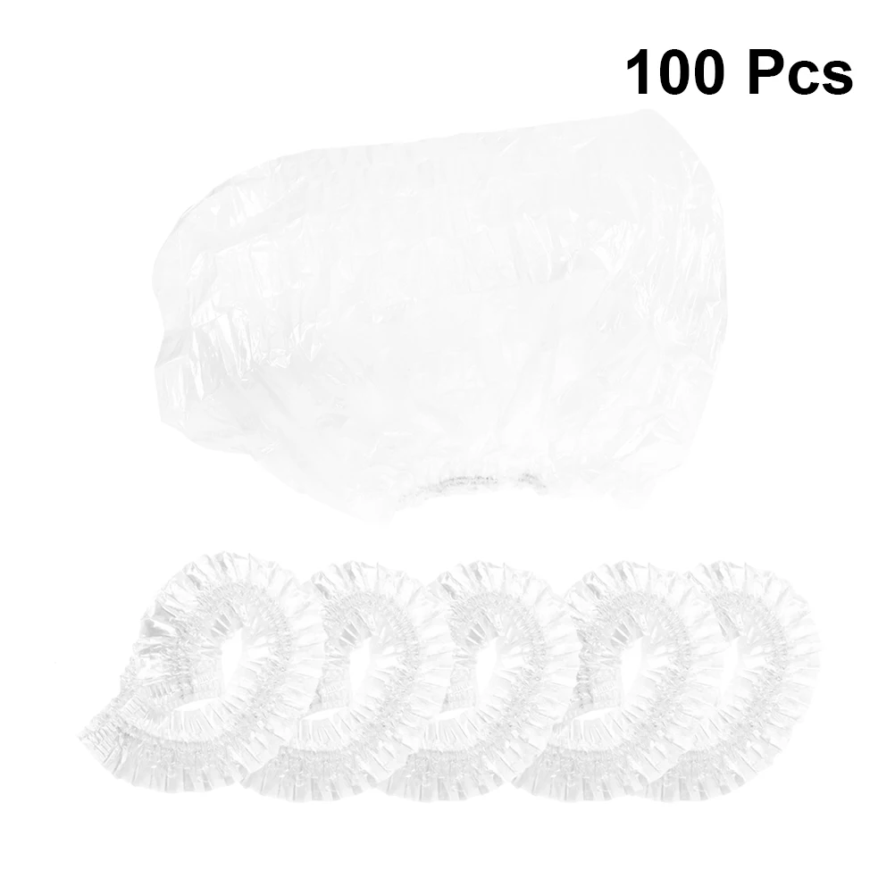

100 Pcs Waterproof Shower Salon Hair Hat Accessories Lady Caps Elastic