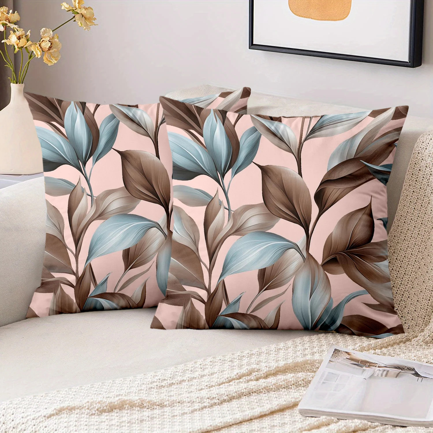1 Pieces Vintage Tropical Leaves Print Throw Pillow Covers Pattern Cushion Cover Suitable for Sofa Bedroom Car Pillow Cover