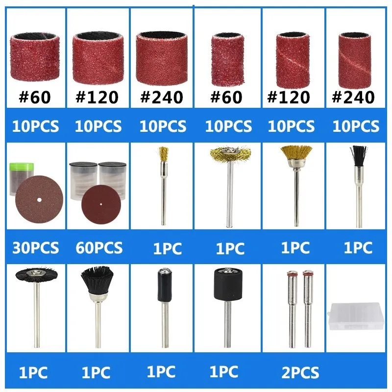 Imagem -02 - Xcan 160 Peças Lixamento Tambor Kit Grit 60 120 240 com Mandril Lixa Bandas para Dremel Ferramentas Giratórias