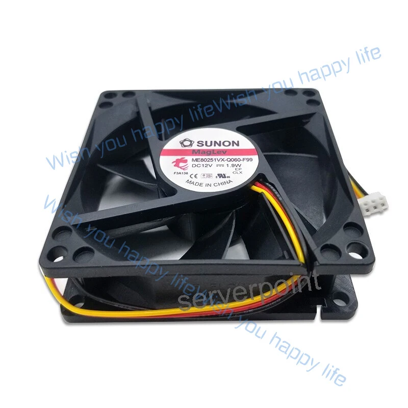 L... NEW for ME80251VX-Q060-F99 DC 12V 1.9W 8025 80x80x25mm 3-line 8CM Cooling Fan