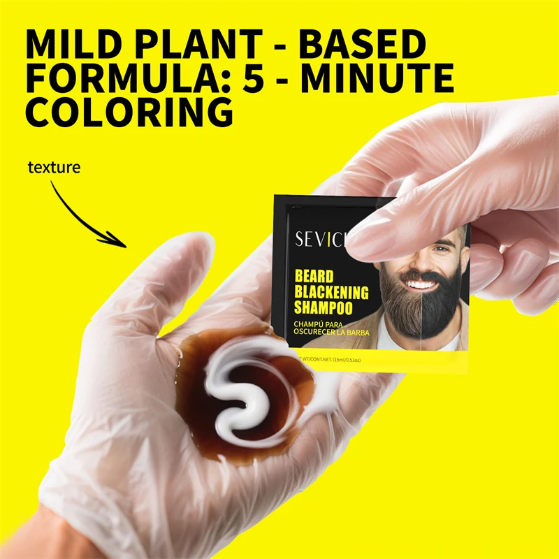 Instant Hair Dye Black Beard Shampoo Beard Paint Men Beard Coloring Dye Natural Temporary Black Moustache Shampoo Dropship