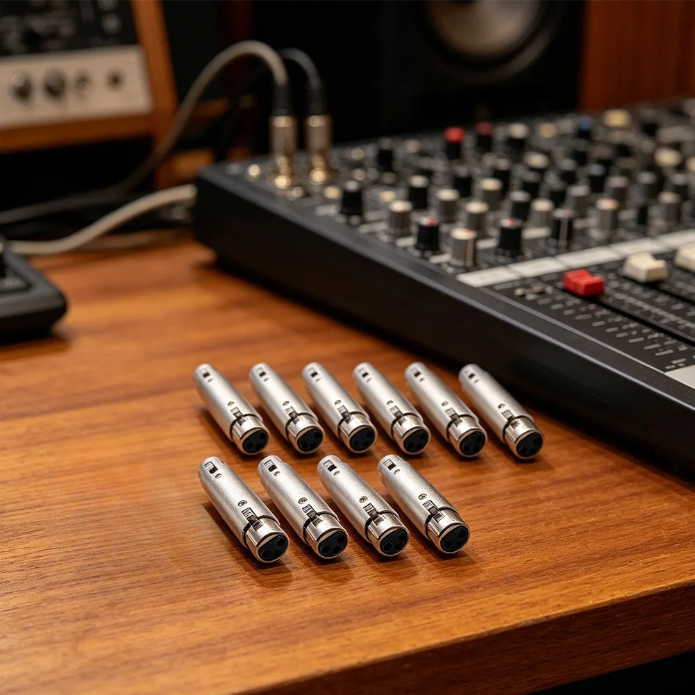 10pcs 3-Pin XLR Audio Adapter For Microphone Cable Connector Silver Metal Housing Studio Live Sound Equipment