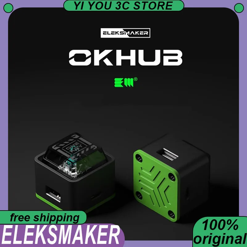 

EleksMaker OKHUB Mini Mechanical Keyboard Wired CNC Aluminum Docking Station HUB RGB Hot Swap PC Esports Laptop Gaming Keyboards