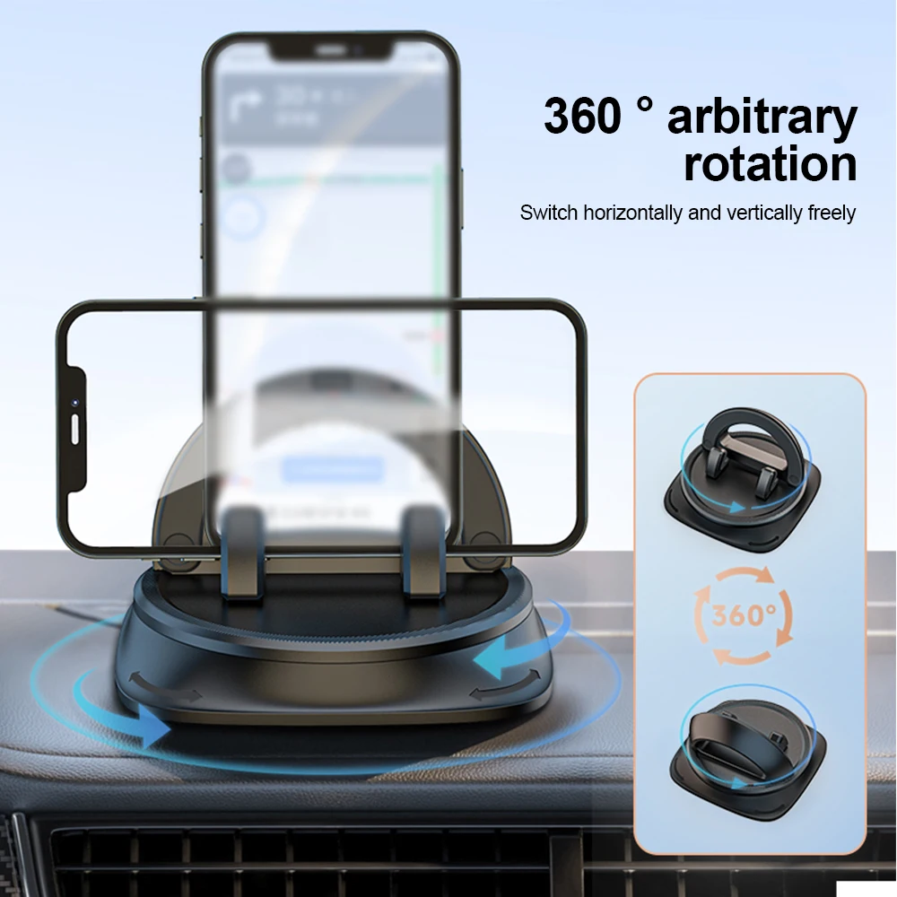 Kebidumei 360 Degree Rotatable Car Phone Holder Stick To Dashboard Silicone Bracket Phone Stand Car Dashboard GPS Stable Phone