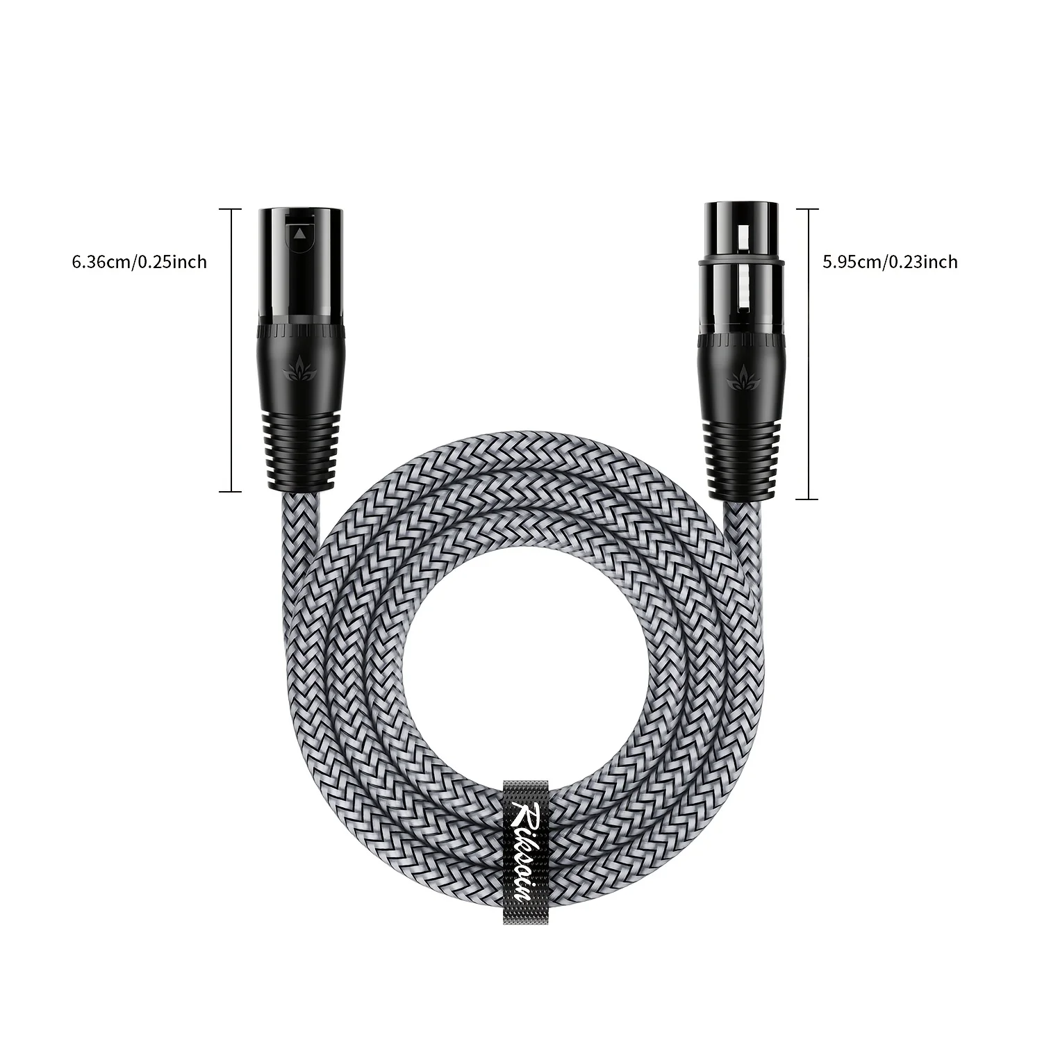 XLR Male-to-Female Microphone Cable, 3-Pin Balanced Cable, Nylon Braided, for Speakers, PA Systems, and Radio Stations