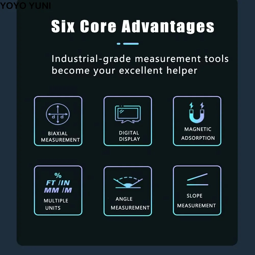 Magnetic Base Digital Protractor Backlit LCD Audible Feature Digital Inclinometer V Groove Base High Accuracy