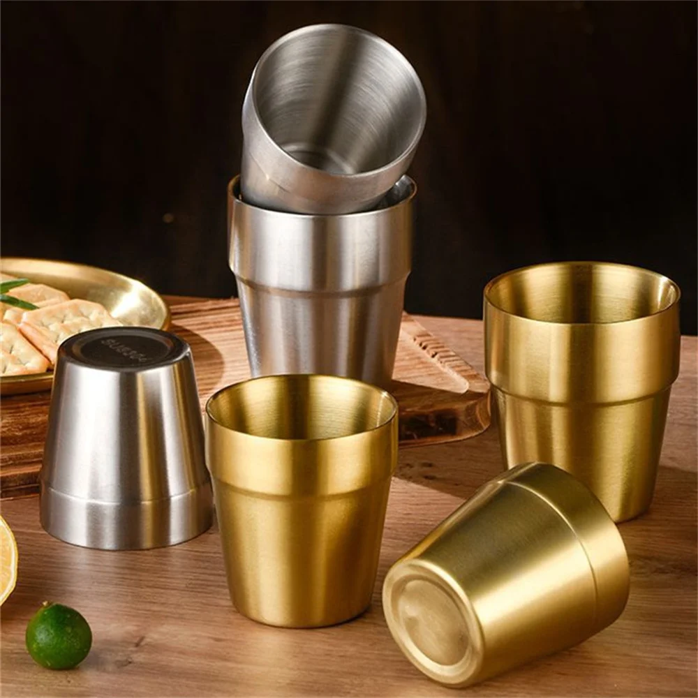 Stainless Steel Beer Cup Metal Water Cups Travel Camping Mug Coffee Tumbler Outdoor Hiking Gear Stackable Cup Portable Drinkware