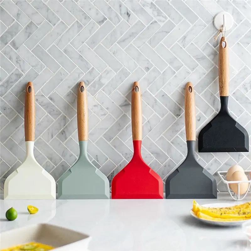 J1UL1N Non-Stick Kitchen Wide Scraper Pizza Cooking Tools Silicone Spatula Cooking Utensils Shovel Spatula Kitchenware