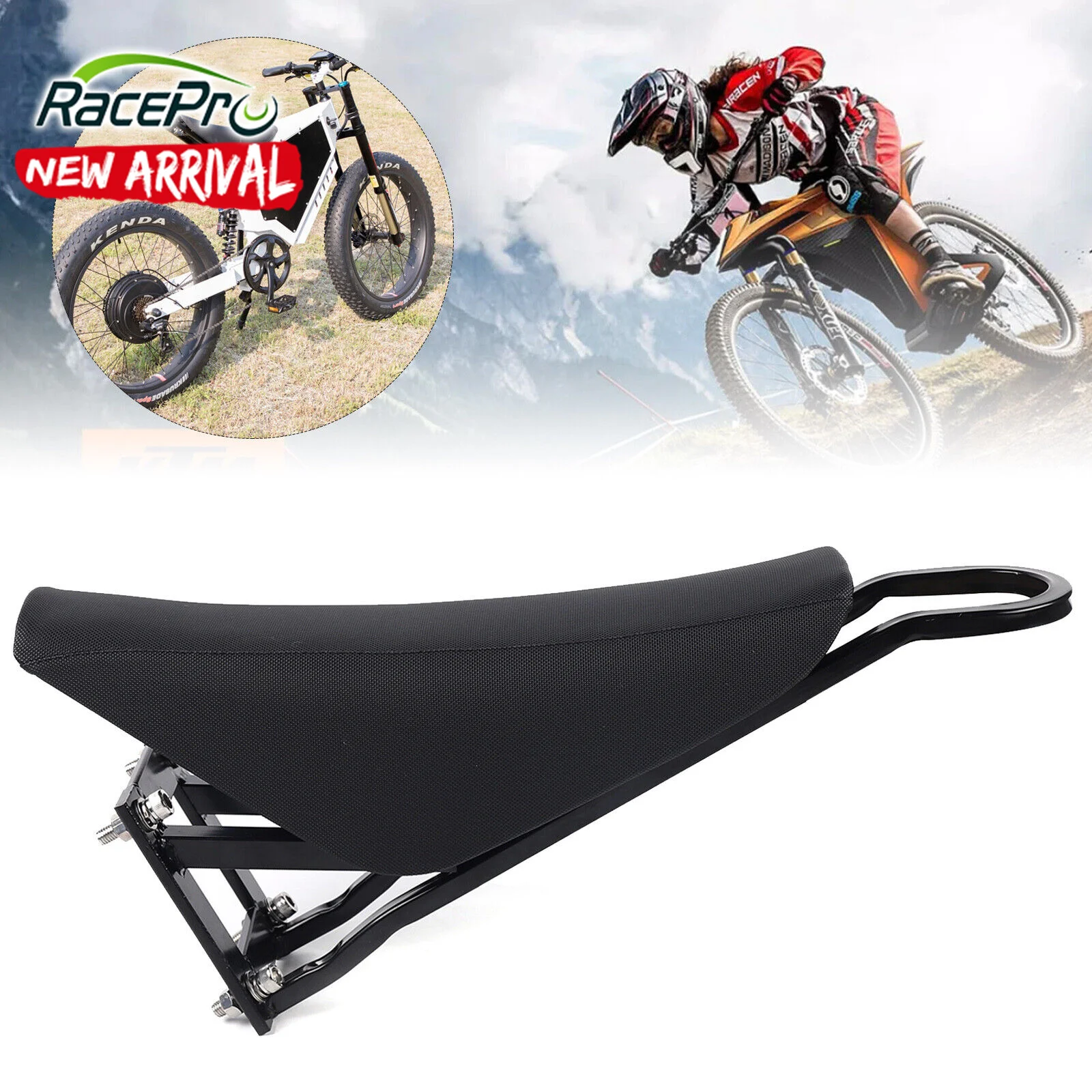 RACEPRO PU Iron Motorcycle Saddle Iron Seat Enduro E-Bike Motorcycle Seat For Stealth Bomber Electric Mountain Bike Cruiser