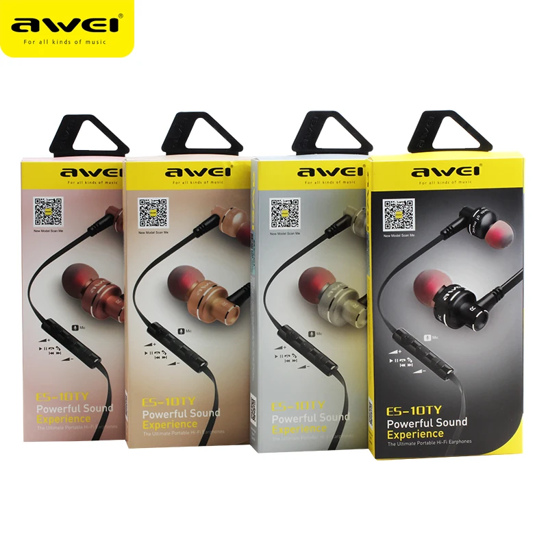 Awei ES-10TY 3.5Mm Sport Bedrade Oortelefoon In-Ear Oortelefoon Met Microfoon Hifi Bass Stereo Oordopjes Voor Telefoon Computer Gaming Hoofdtelefoon