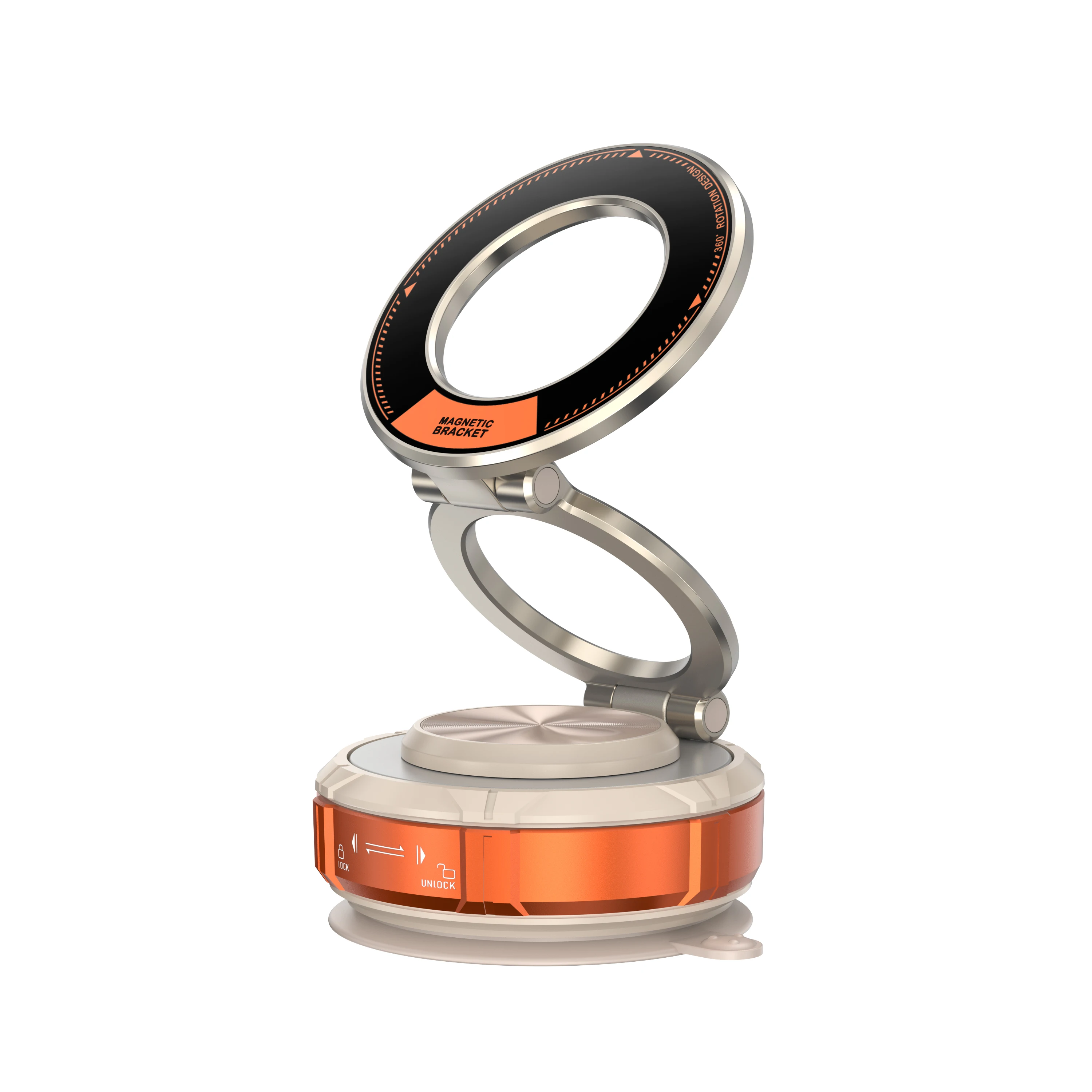 Alloy Magnetic Car Phone Holder Vacuum Suction Mount 360 Rotation for Windshield Dashboard for iPhone Samsung Strong Hold