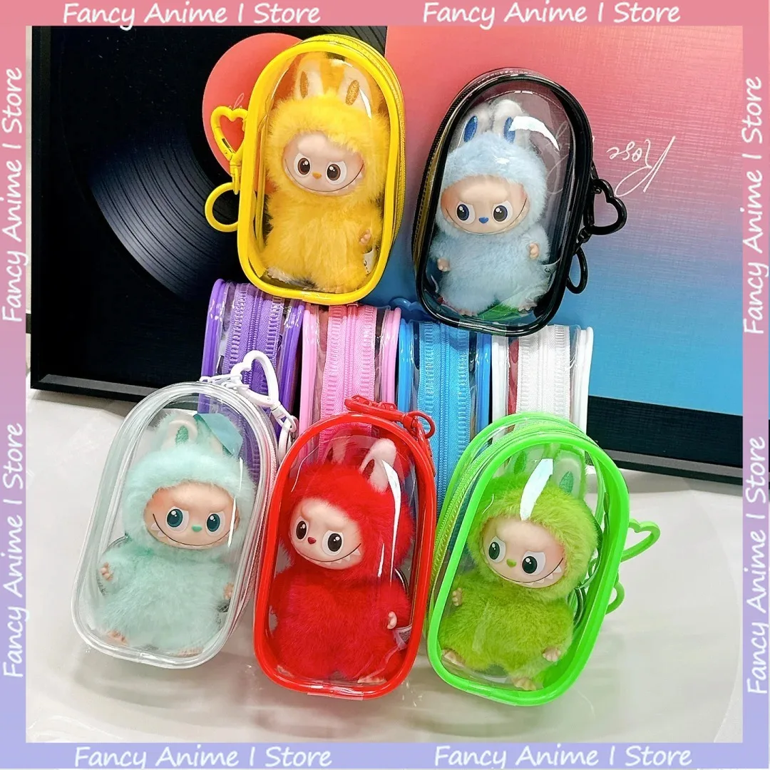 Voor Mini Labubu 4.0 Pluche Pop Kleurrijke Beschermhoes Uitje Display Tas met Hart Sleutelhanger voor Liefde Serie Pop Accessoires