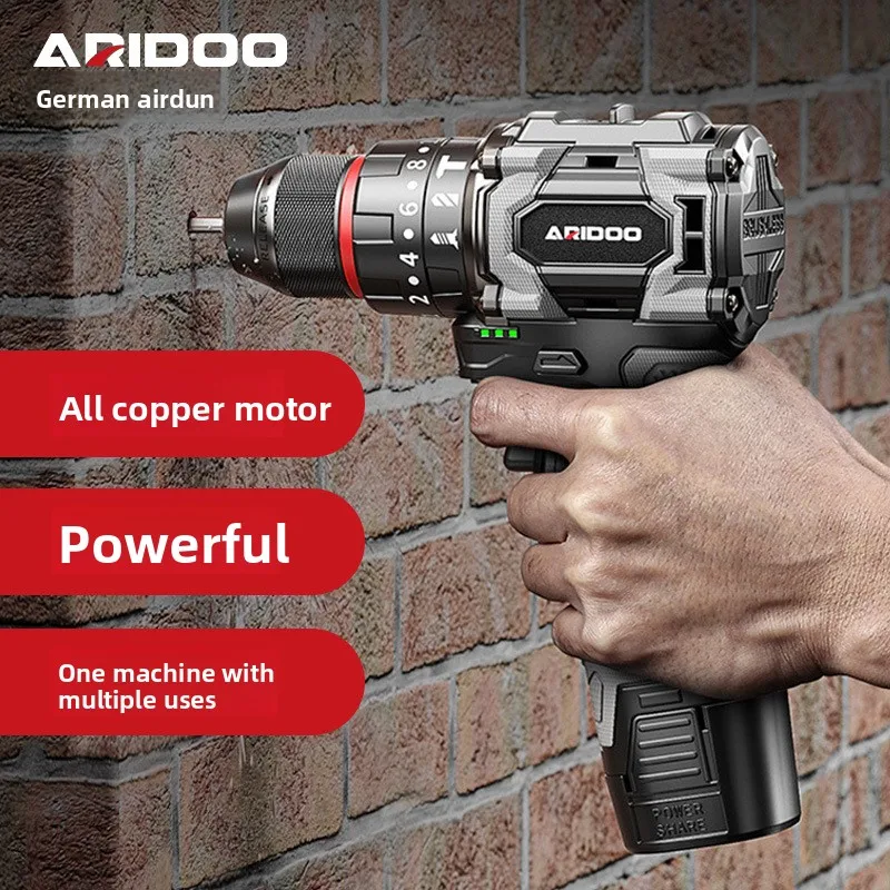 Brushless Cordless Impact Drill and Electric Screwdriver with 20 Plus 3 Torque Settings, Three Function Modes, 10mm Metal
