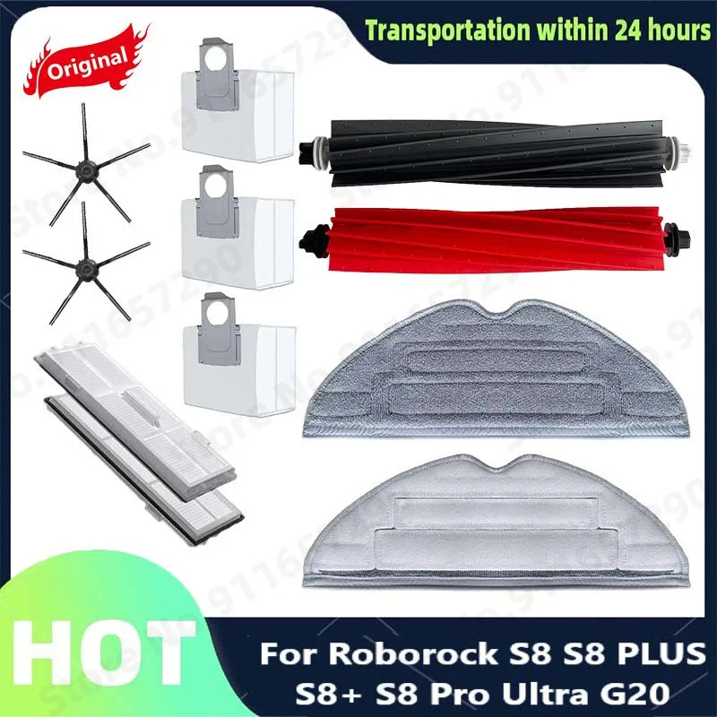 

Original Roborock S8 S8 PLUS S8+ S8 Pro Ultra G20 Spare Parts Side Brush Filter Mop Choth Dust Bags Vacuum Cleaner Accessories