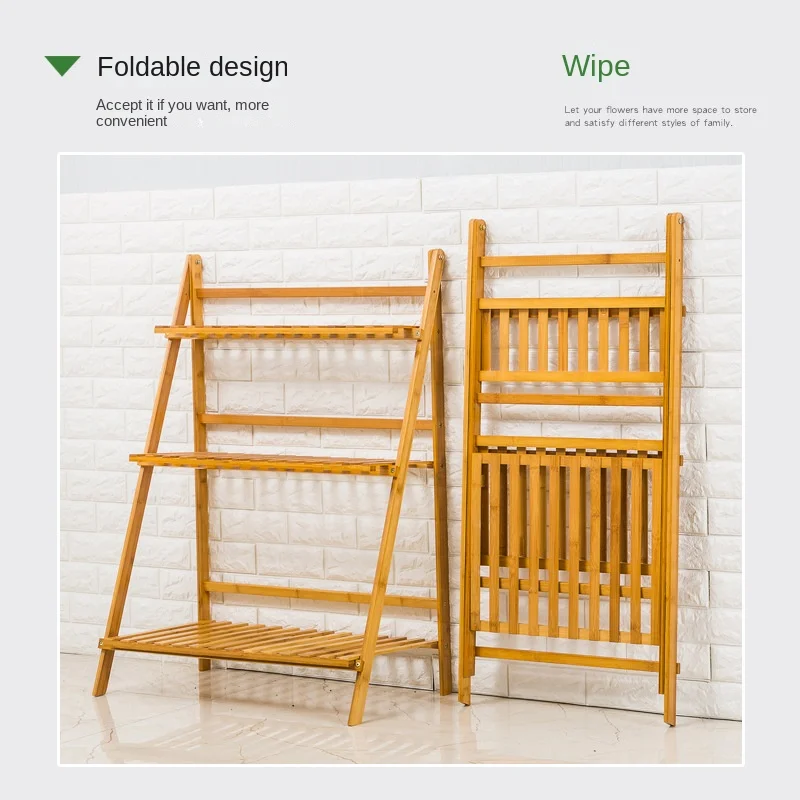 Nanzhu Folding Flower Rack Solid Wood Balcony Living Room Succulent Flower Pot Rack Indoor Multi-layer White Flower Rack