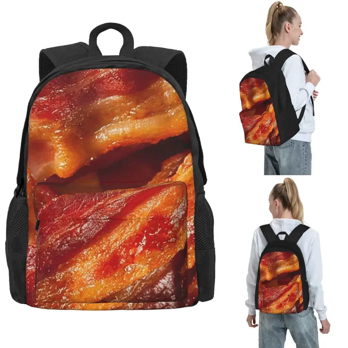 Crispy Bacon Texture Meat Lovers Backpack Hot Sale Daypack Large Capacity Kids BookBag School Bag Shoulder Bags for Men Women