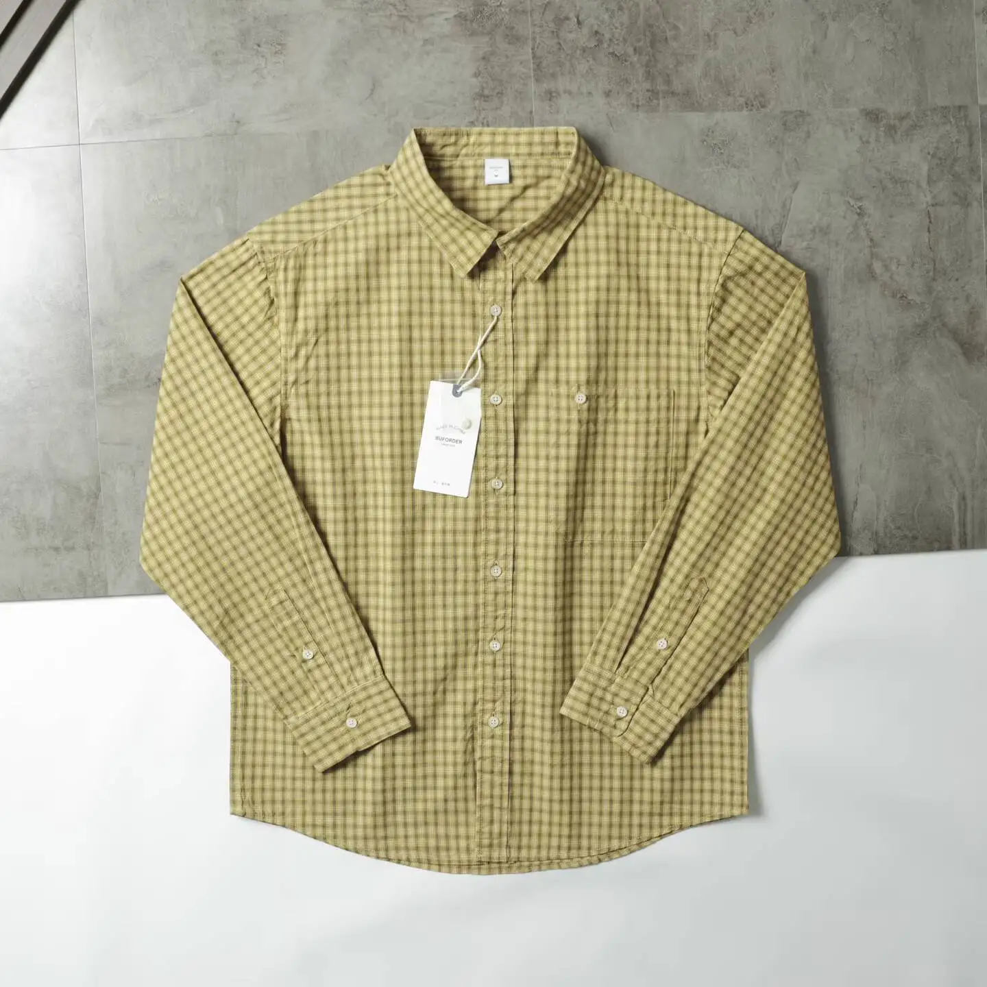 

Men's Woven Cotton Plaid Shirt Spring Autumn Male Casual Loose Fit Button Down Long Sleeve Lapel Shirt Jacket With Chest Pockets