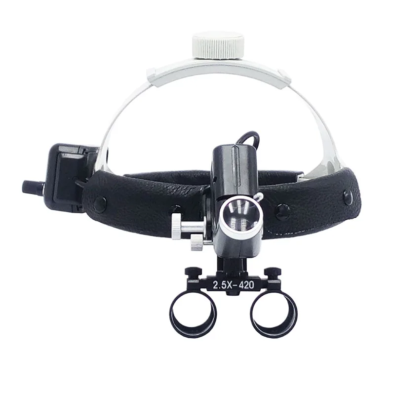 Hot 2.5X420mm Binoculars Optical Glasses Surgical Operating Examination Headband Loupe with Oral ENT 5W LED headlight 65000lux