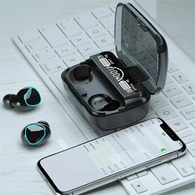 M10 Wireless Earphones 9D Stereo - 3500mAh Charging Box Sports Waterproof TWS Bluetooth Headphones with Microphone