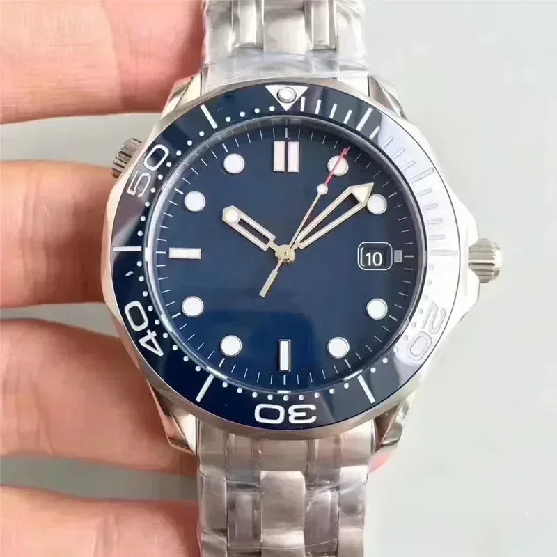 ساعة ميكانيكية أوتوماتيكية للرجال ستانلس ستيل أسود أزرق سيراميك مدي الياقوت ساعات المعصم حسب الطلب #3