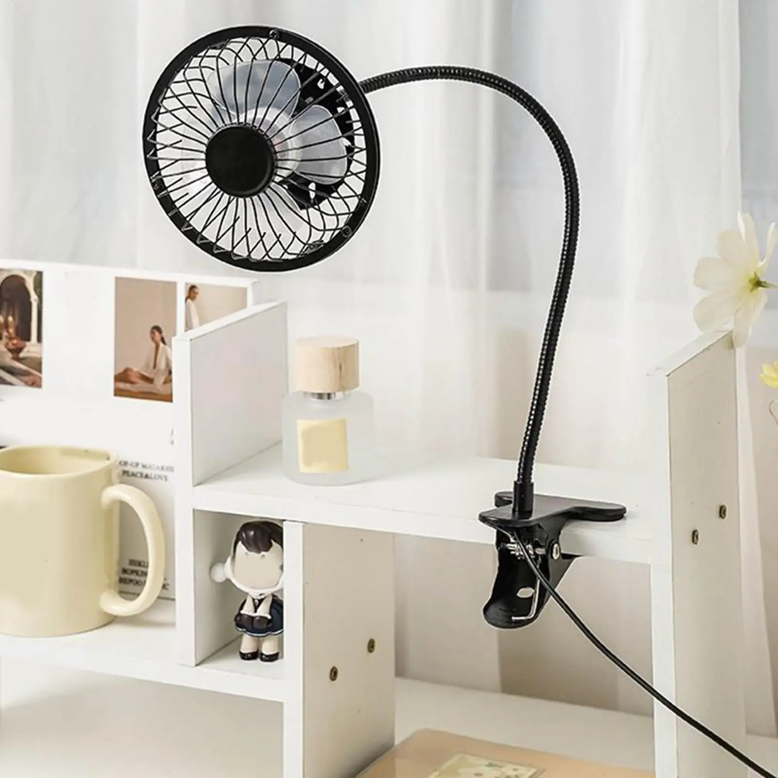 سرير مروحة شخصي محمول، مكتب المزرعة، مروحة صغيرة USB داخلية، مشبك على المروحة، قابل للتعديل لنوم السيارة والسفر وحقيبة الظهر في الصيف