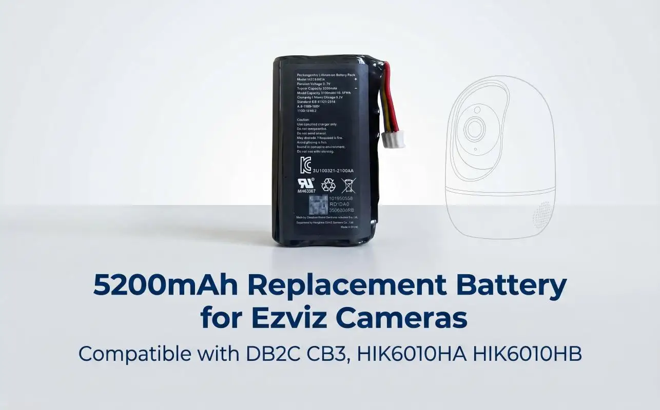 5200mAh Rechargeable Replacement Battery HIK6010HA HIK6010HB Compatible With Ezviz DB2C CB3 Security Monitor Camera Battery
