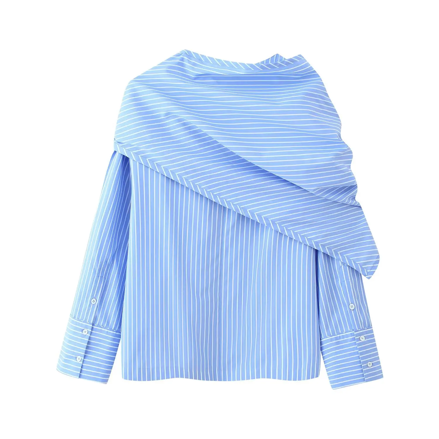 

Korejepo 2025 New Women Clothing European and American Style Fashion Striped Multi-purpose Scarf Shirt Top