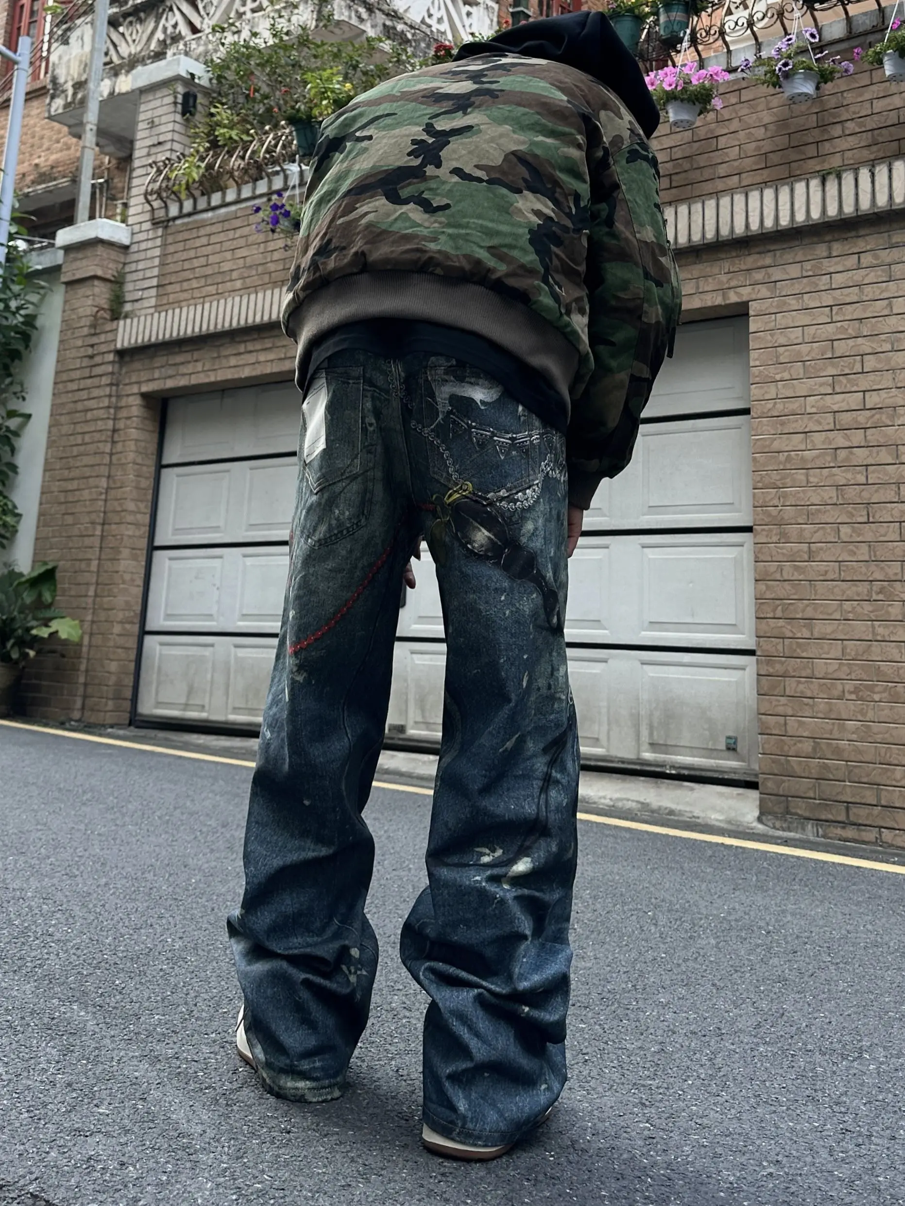 Men's Fashion Print Pattern Hip-hop Pants Summer Bottom Wide Legs Boys Sweatpants Male High Waist Unisex Baggy Trousers