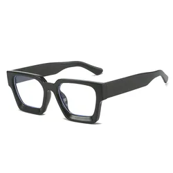 Lunettes carrées épaisses noires pour hommes et femmes, anti-lumière bleue, travail informatique, montures de lunettes en plastique, lunettes multicolores à la mode