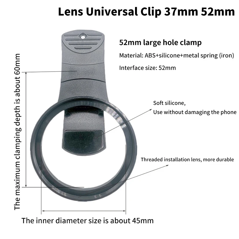 Universal Lens Clip Phone Lens Clip For 37mm 52mm CPL Wide Angle Zoom Fish Eye Macro Filter Lens Clip For IPhone All Smartphones