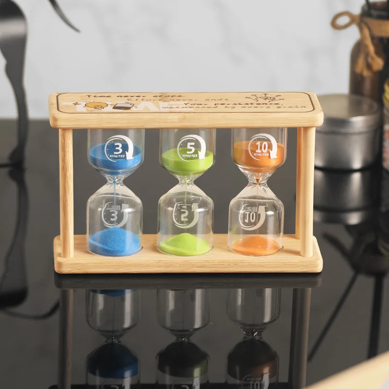 Office Desk Hourglass Ornaments High Borosilicate Glass Hourglass Timer 1/3/5/10 Minutes Wooden Timing Hourglass High-end Gifts