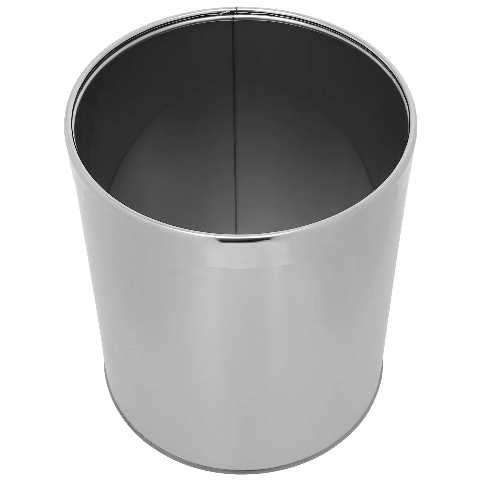 

Stainless Steel Trash Bin Round Modern Design Large Opening Strong Bearing Capacity for Kitchen Bathroom Bedroom Office Compact