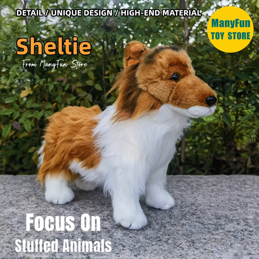 Realistische Sheltie Hond High Fidelity Shetland Herdershond Plushie Ruwe Collie Knuffels Levensechte Dieren Simulatie Knuffels