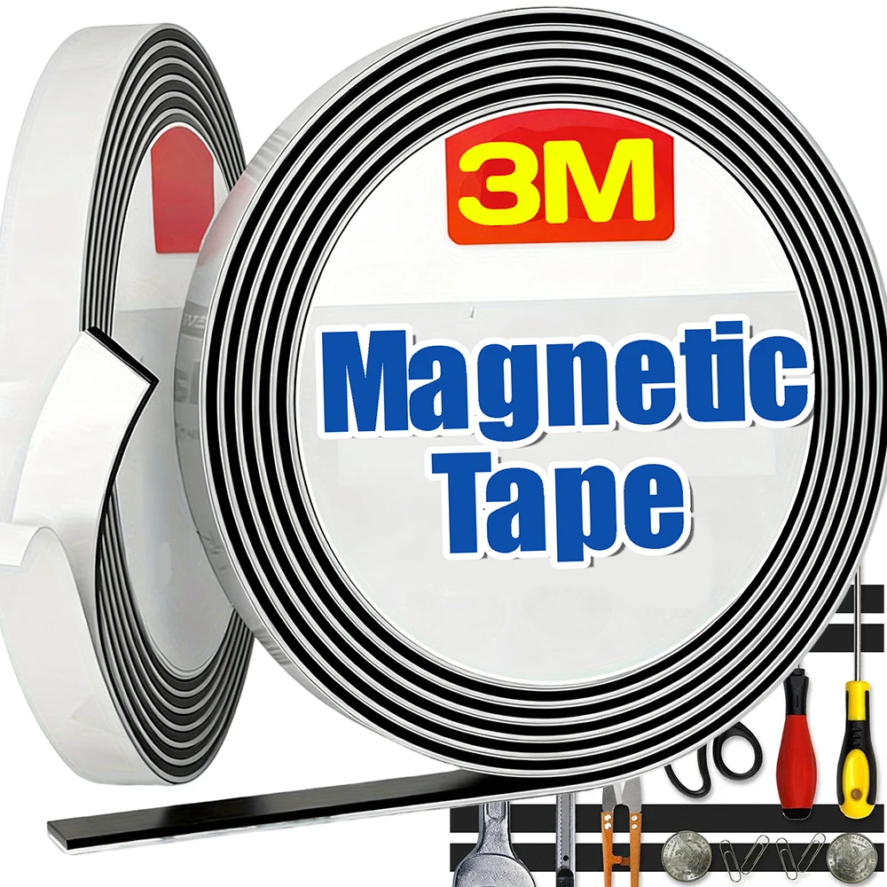 

100/300CM Strong Magnet Rubber Strips Adhesive DIY Photo Poster Fridge Flexible Magnets Roll Home Office Storage Magnetic Tape
